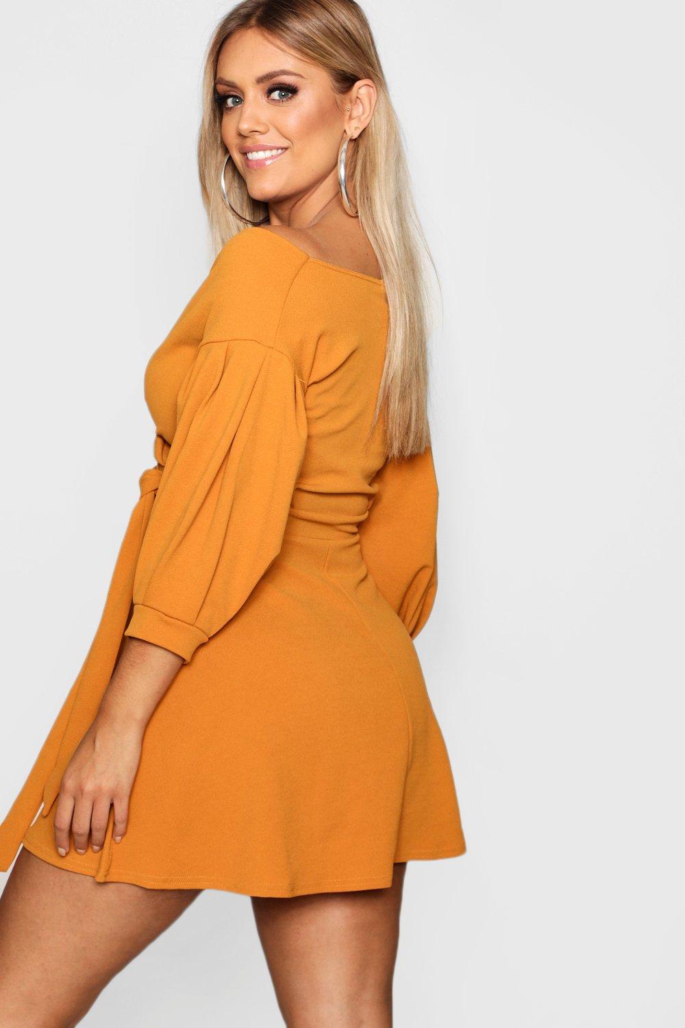 Boohoo off shoulder outlet skater dress